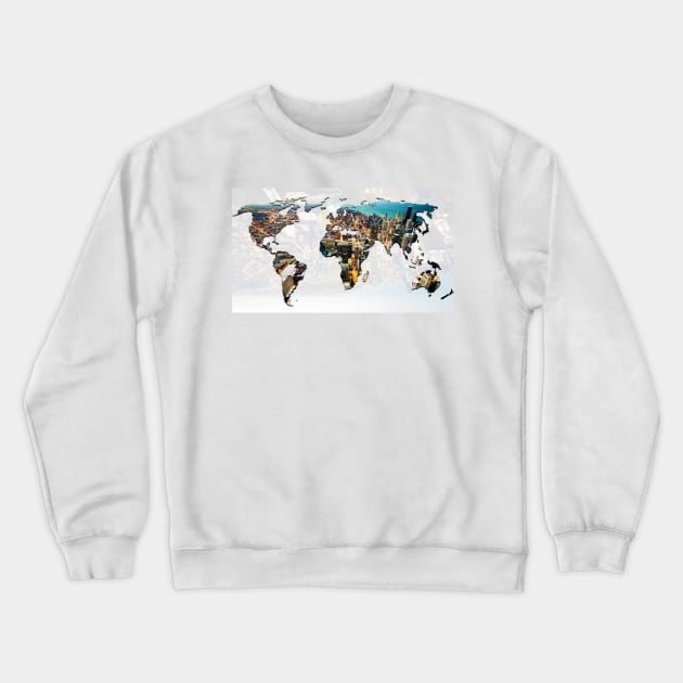 World map & town Crewneck Sweatshirt by Choulous79